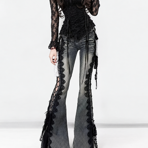 Wolfsbane Lace-Up Flare Jeans