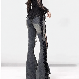 Wolfsbane Lace-Up Flare Jeans
