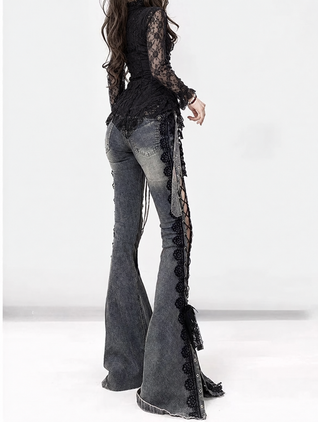 Wolfsbane Lace-Up Flare Jeans