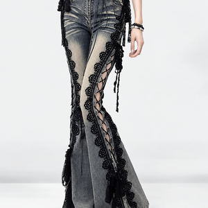 Wolfsbane Lace-Up Flare Jeans