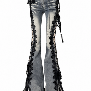 Wolfsbane Lace-Up Flare Jeans